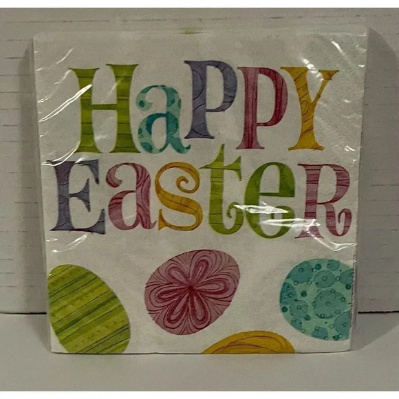Happy Easter Paper Cocktail Beverage Napkins 18 Count Triple-Ply 5”x5” - Picture 1 of 2
